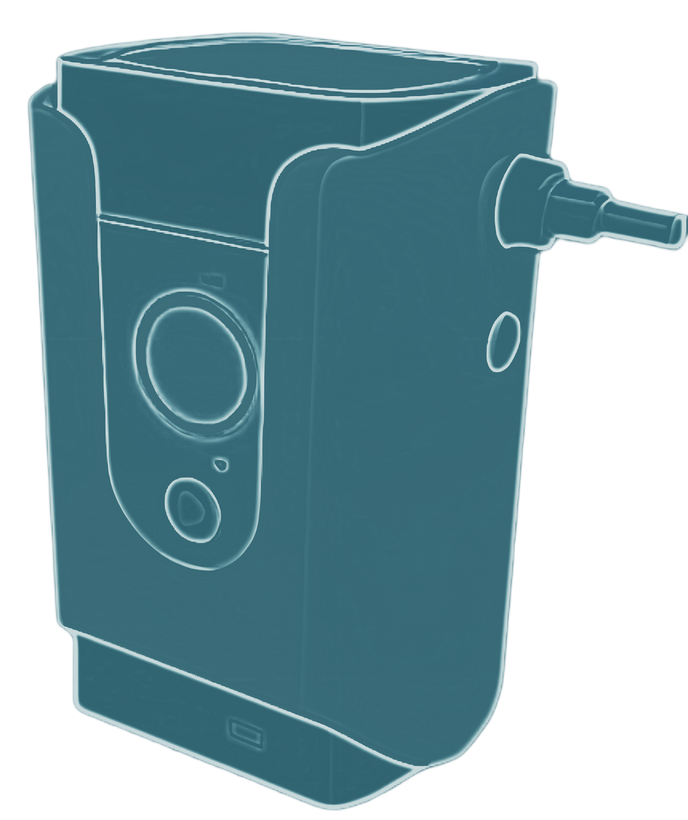 A drawing of a device with a charger attached to it.
