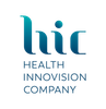 The logo for the health innovation company is blue and white.
