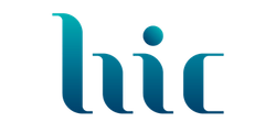 A blue and white logo for lic on a white background.