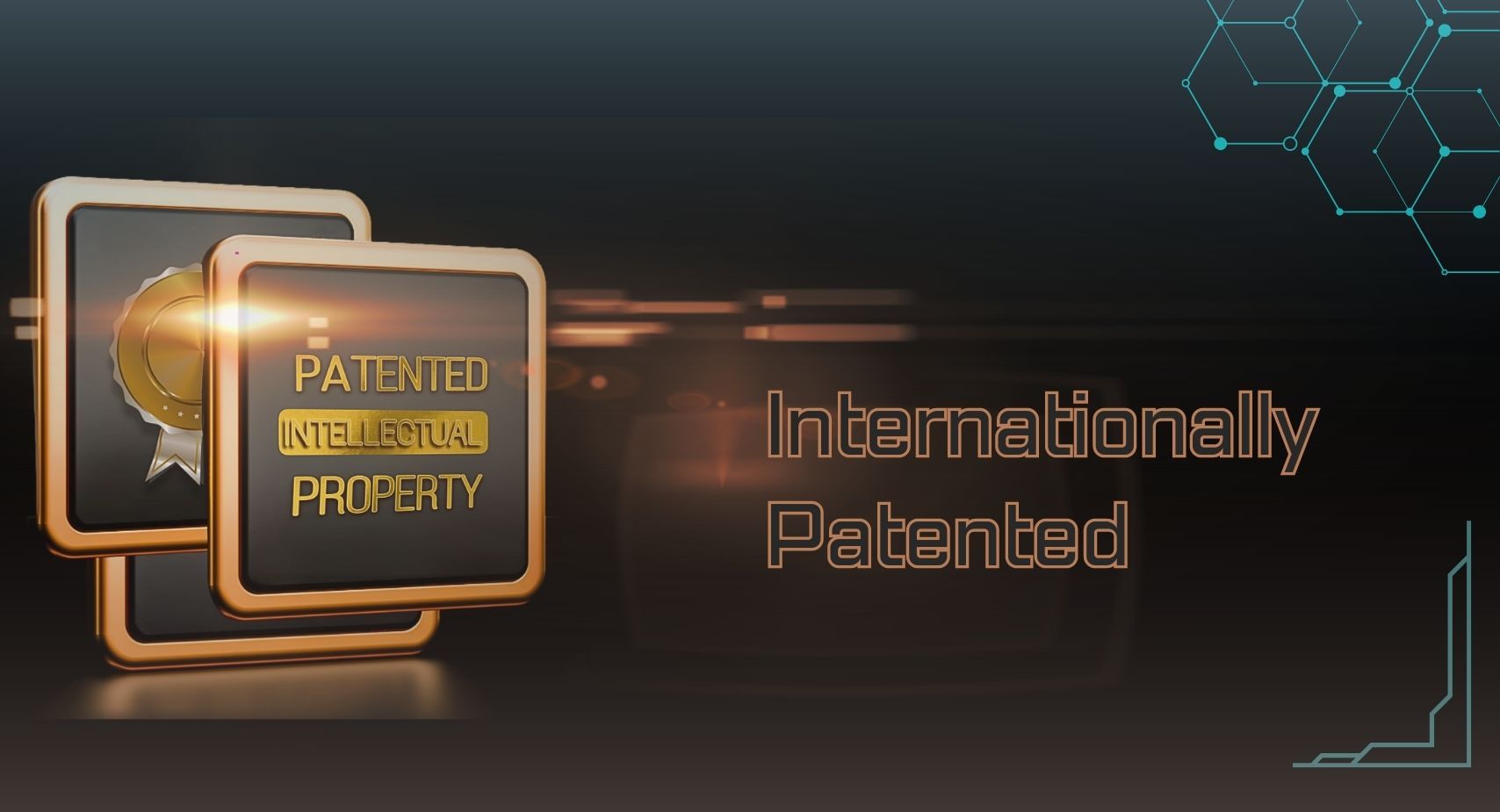A computer screen with the words `` internationally patented '' on it.