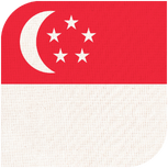 The flag of singapore has a crescent moon and three stars on it.