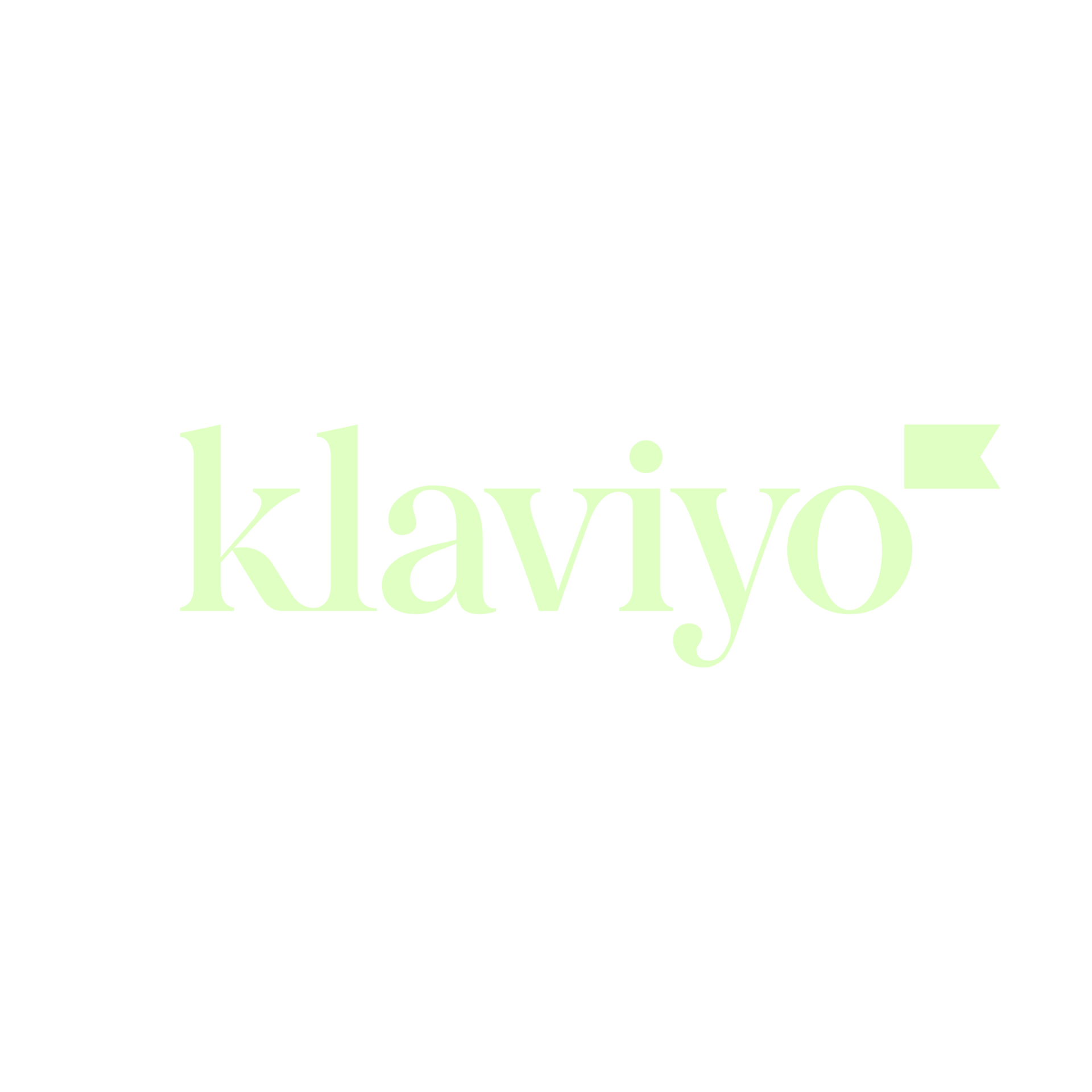 Ljósgrænt Klaviyo merki á hvítum bakgrunni