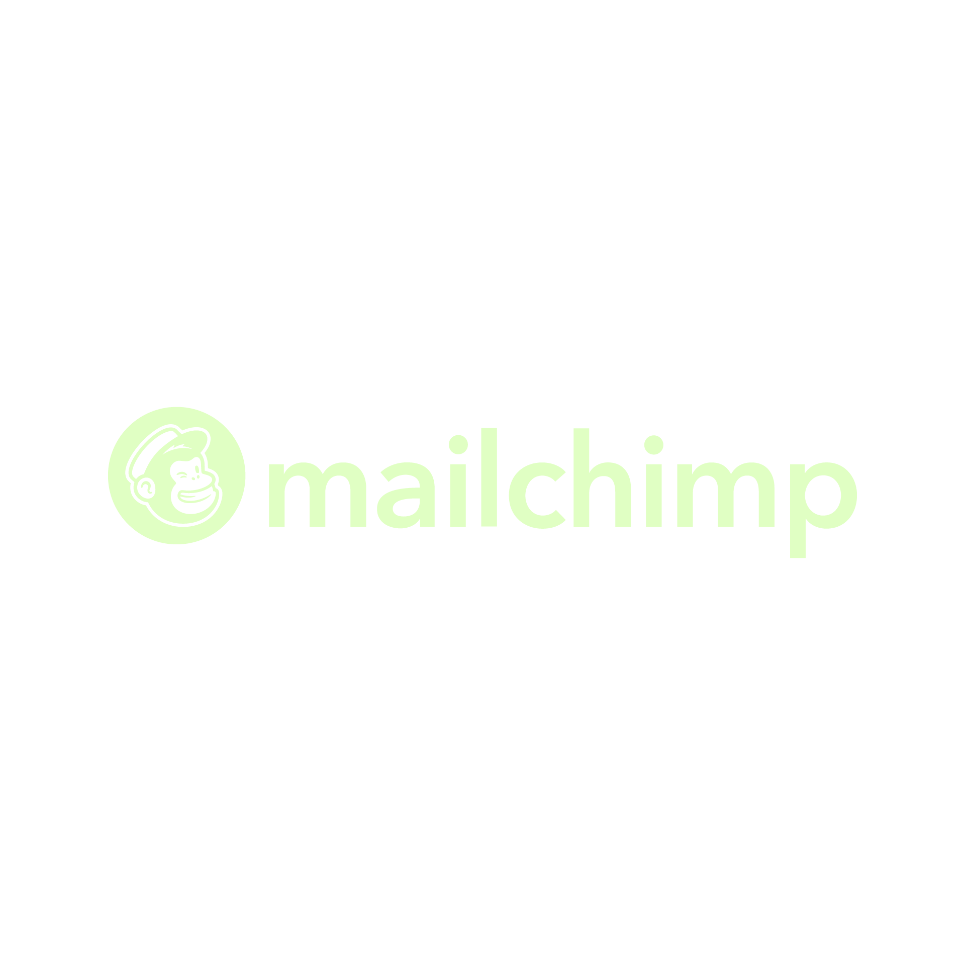 Mailchimp merkið í ljósgrænum lit á hvítum bakgrunni