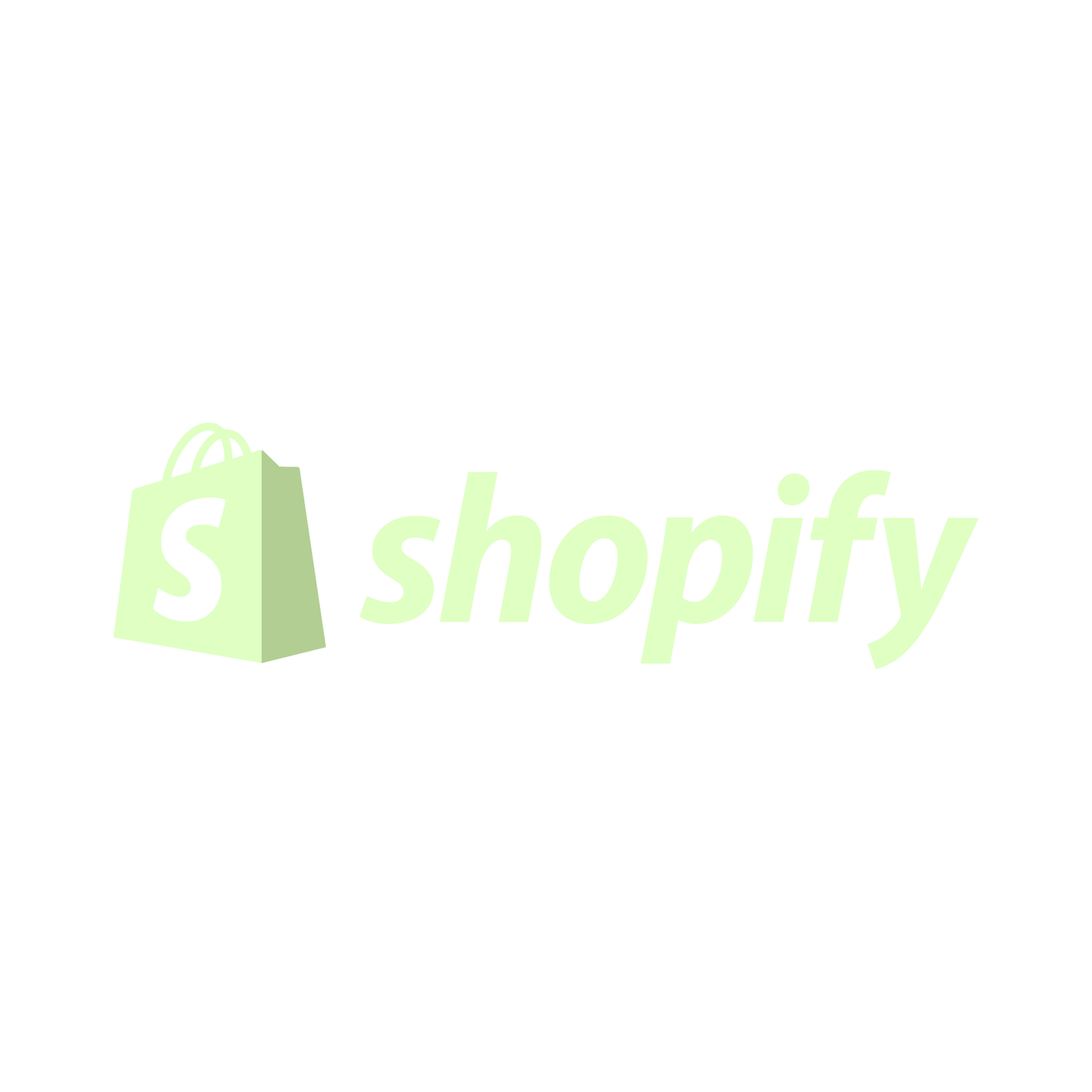 Ljósgrænt Shopify merki á hvítum bakgrunni