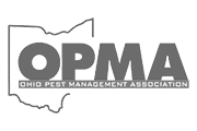 OPMA logo over Ohio state outline, Ohio Pest Management Association text