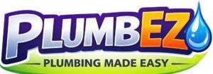 PlumbEZ logo in purple, white, and green with a blue water droplet and the tagline &ldquo;Plumbing Made Easy&rdquo;