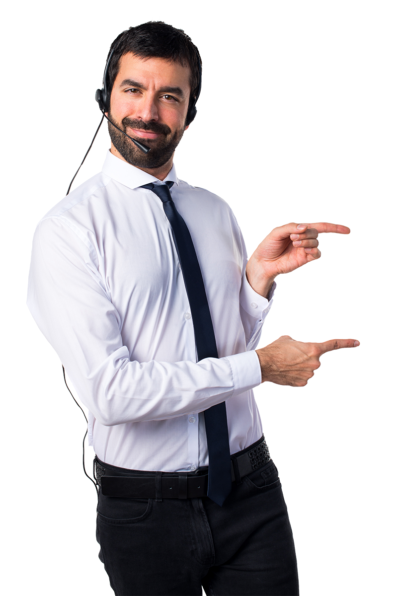 A person pointing to the right