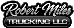 Robert Miles Trucking LLC logo, silver text on a black background.