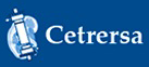 Logotipo de Cetrersa con un icono de robot industrial blanco sobre un fondo azul.
