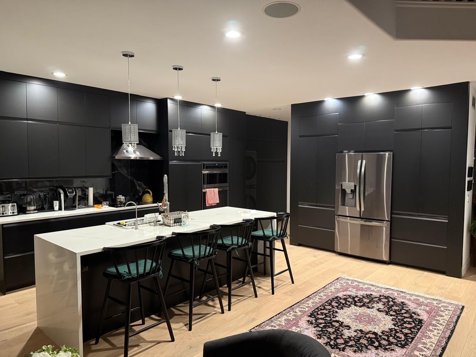 A new kitchen with modern custom cabinetry