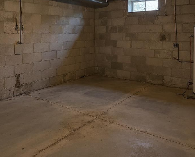an unfinished basement before a project