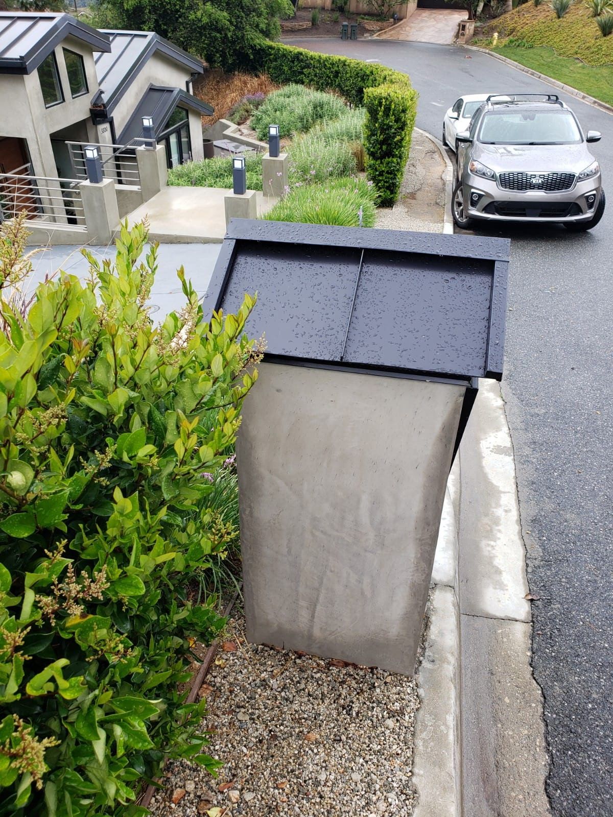 side profile of metal fabricated mailbox