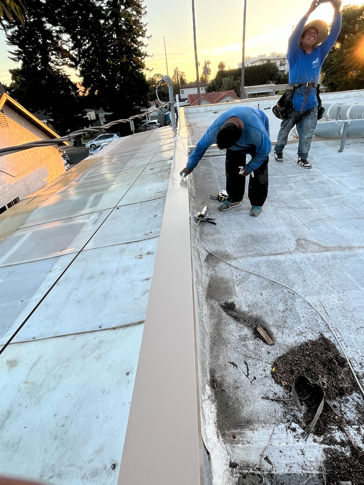 commercial metal coping on flat torch roof