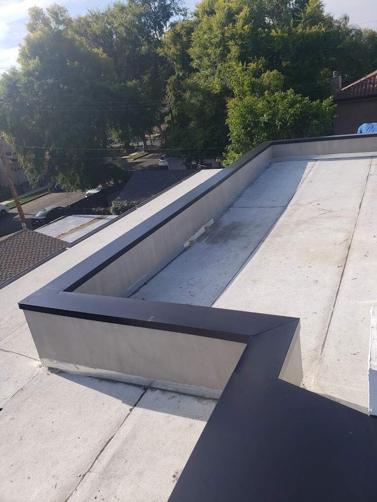 commercial flat roofing metal cladding project