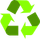 Symbole de recyclage vert avec trois flèches en boucle.