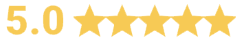 5.0 rating with five gold stars
