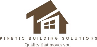 Logo for Kinetic Building Solutions with a brown house-roof icon and the tagline “Quality that moves you”