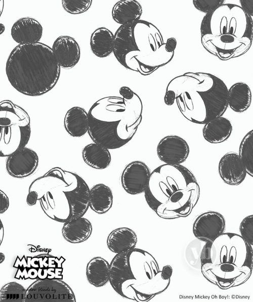 Mickey Mouse sketched pattern in black and white against a white background.