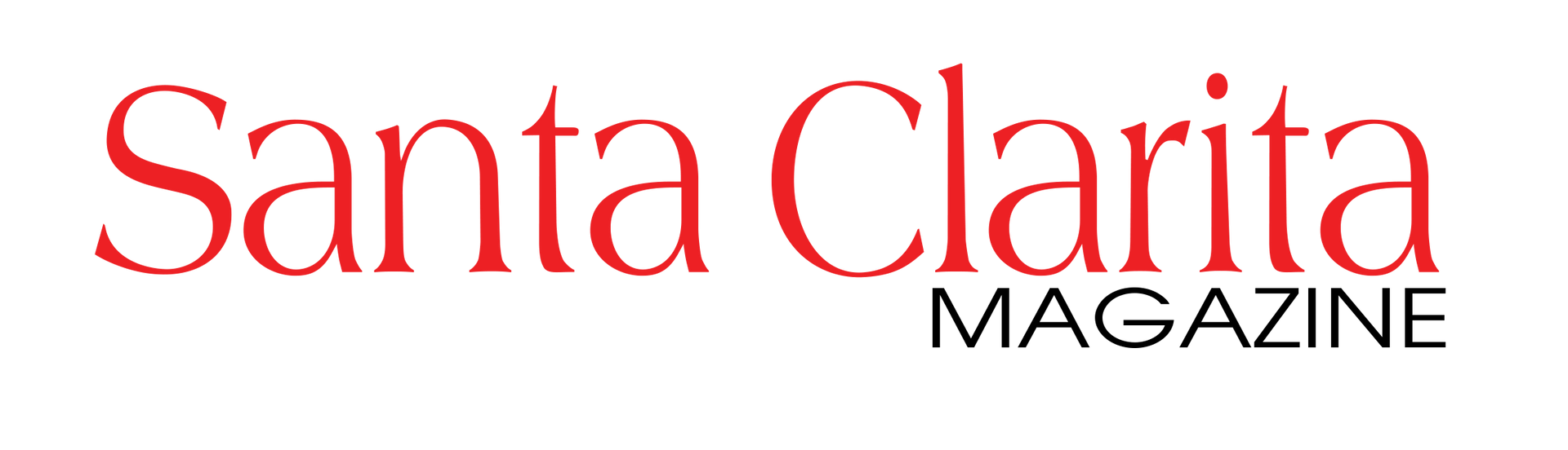 Santa Clarita Magazine logo in red and black text on a white background