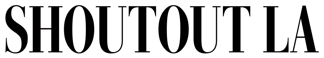 Black serif text reading “SHOUTOUT LA” on a white background