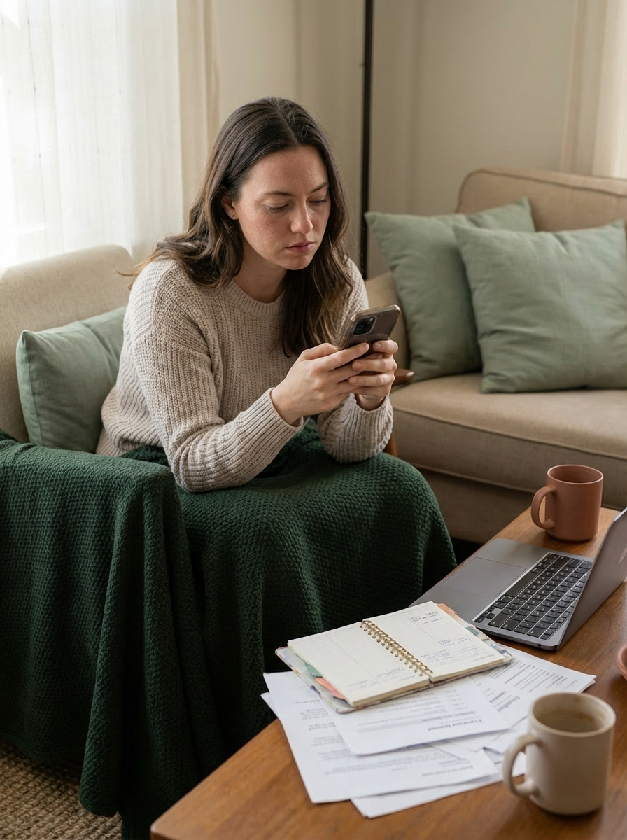 A college woman on her phone