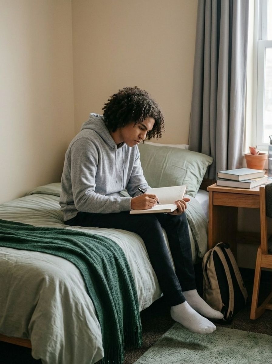 College teen making notes.
