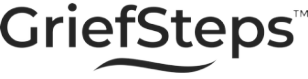 GriefSteps logo in black text with a wavy underline on a white background