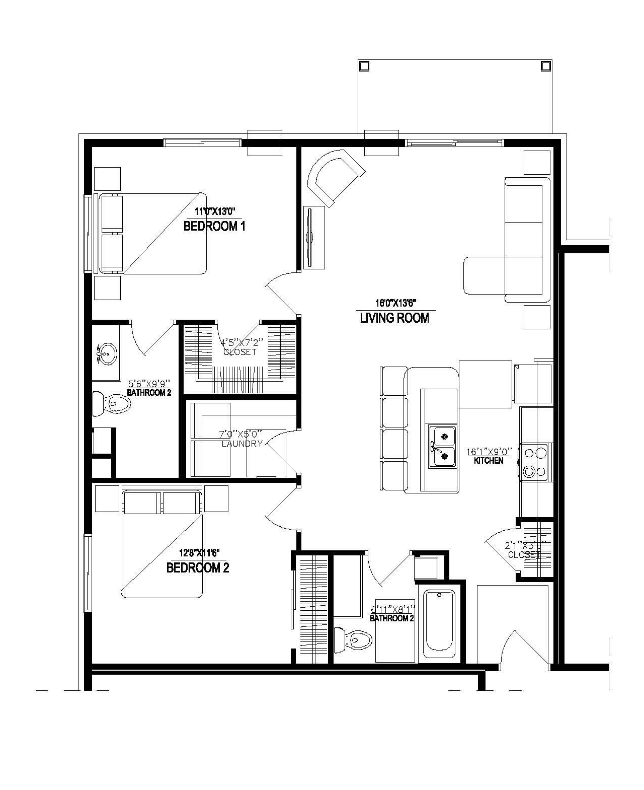 Black-and-white floor plan of a house with multiple rooms and labels.