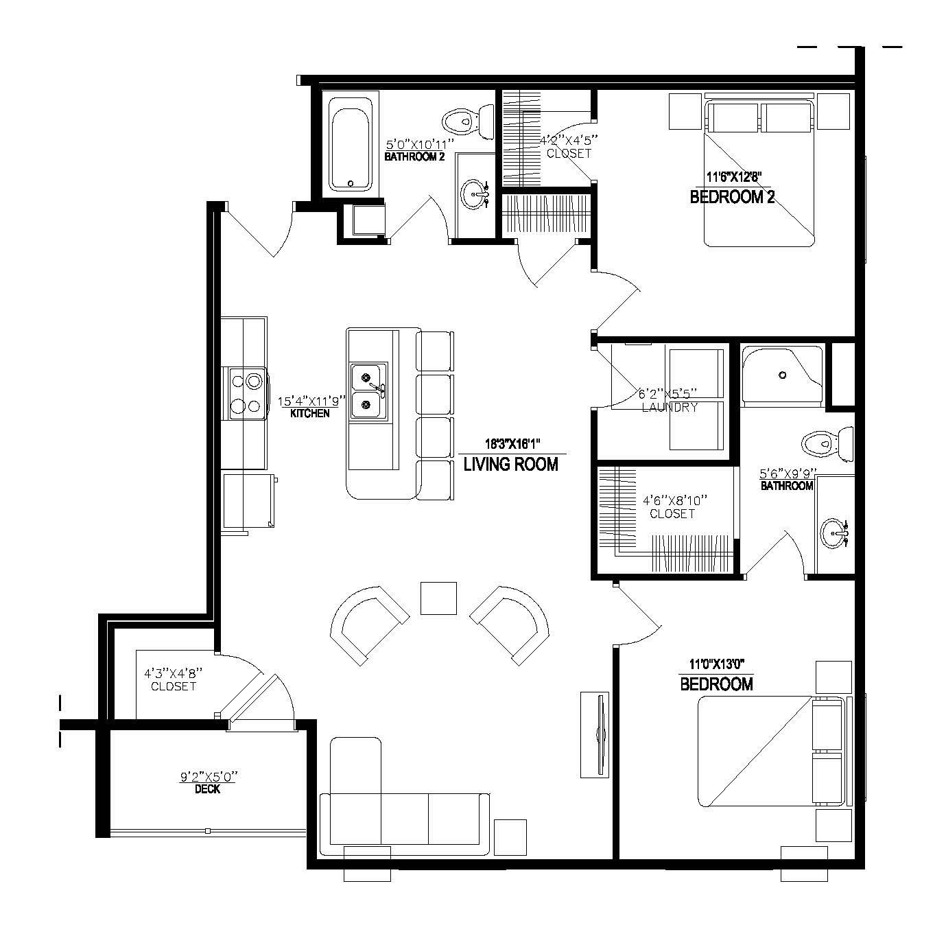 Black-and-white architectural floor plan of a house with labeled rooms and measurements.