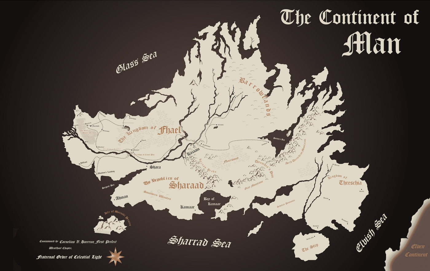 Map A detailed map of a fictional book world, showcasing diverse landscapes, towns, and landmarks.