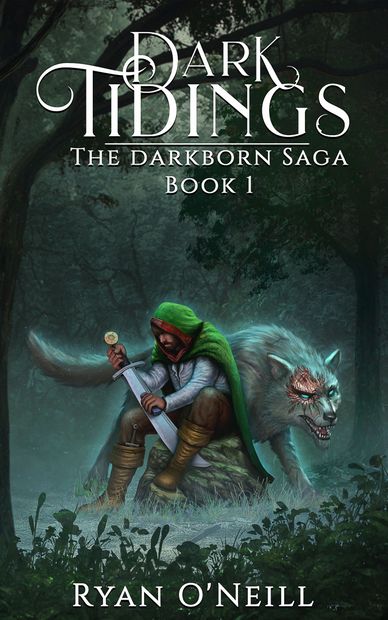 An ebook cover featuring a man with a sword and a fierce wolf beside him against a dramatic backdrop.