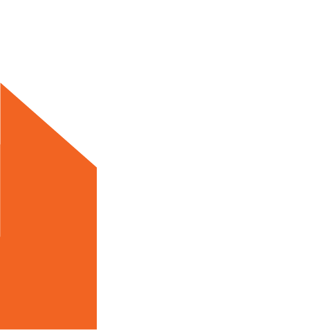 A solid orange geometric shape with a rectangular base and a slanted top edge, set against a white background.