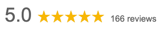 5.0 rating with five gold stars and 166 reviews