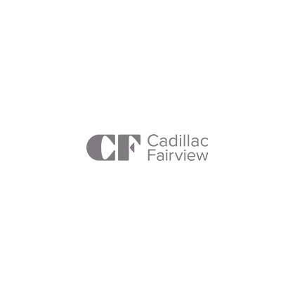 The logo for cadillac fairview is on a white background.