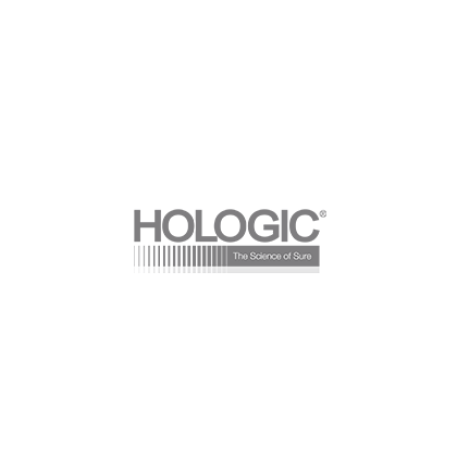 A black and white logo for a company called hologic.