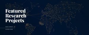 A map of the world with the words `` featured research projects '' written on it.