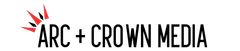 The logo for arc + crown media has a crown on it.
