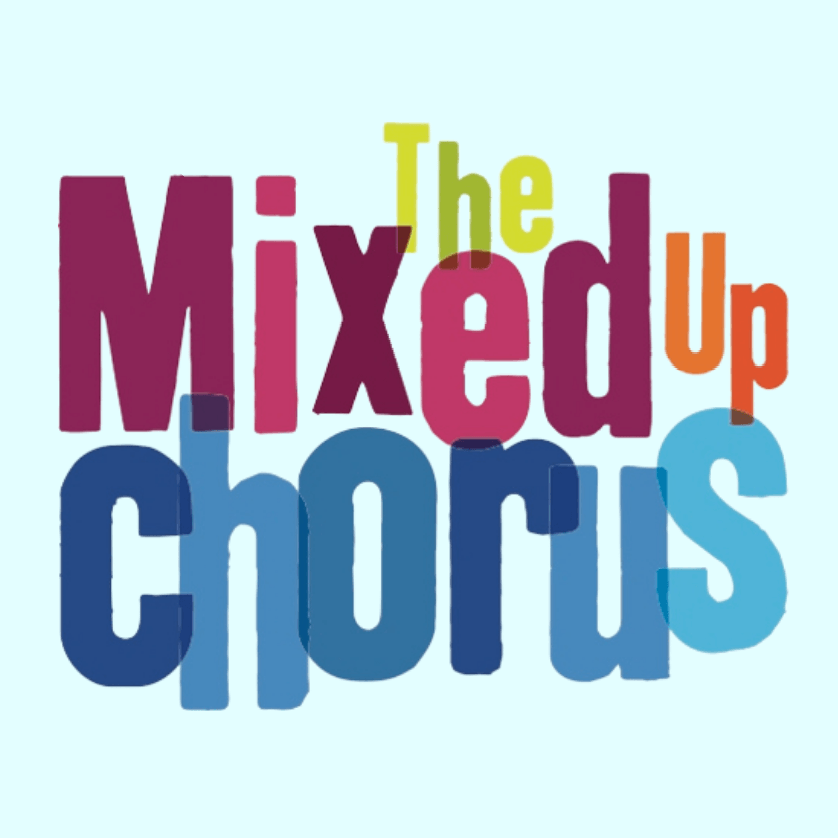 A colorful logo for the mixed up chorus