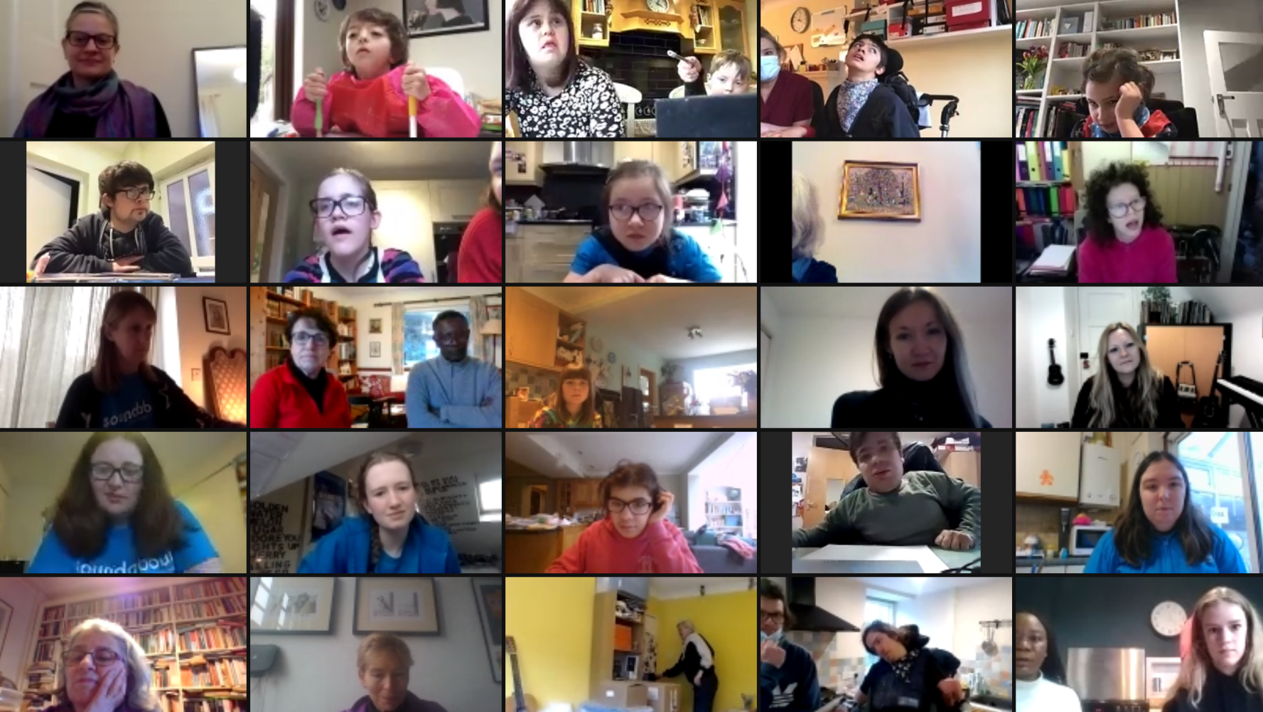 A group of people are having a video call on a computer screen.