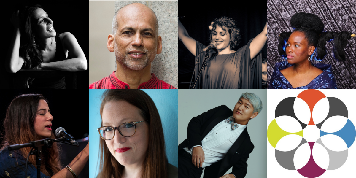 A collage of people including a man and a woman