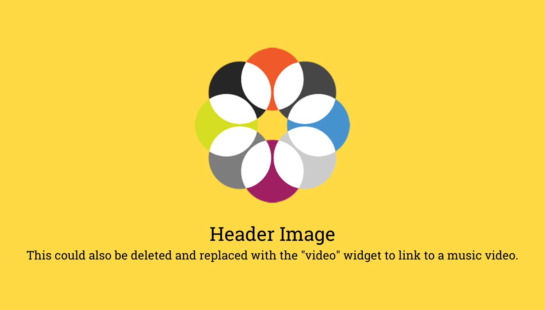 A yellow background with a header image of a colorful flower