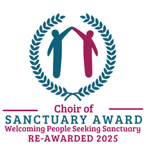 A logo for the sanctuary award welcoming people seeking sanctuary