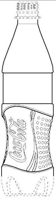 A black and white sketch of a Coca-Cola bottle.