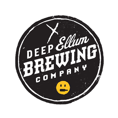 the logo for deep ellum brewing company has a smiley face on it .