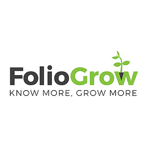 the logo for folio grow shows a plant growing out of a pot .
