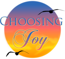 A logo for choosing joy with birds flying in the background