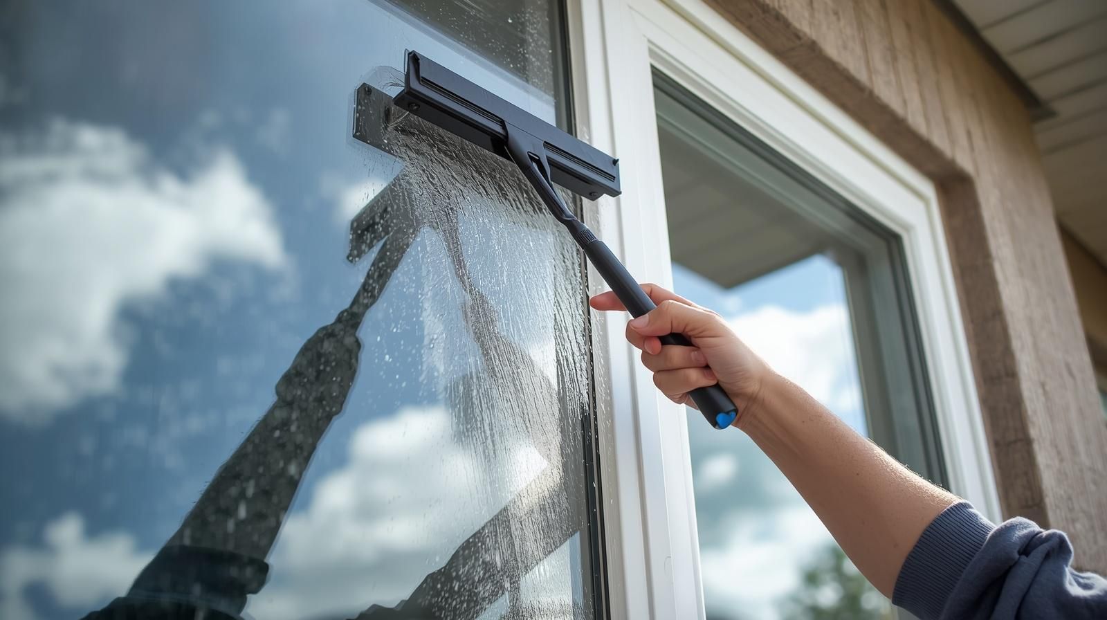 Window being cleaned from outside