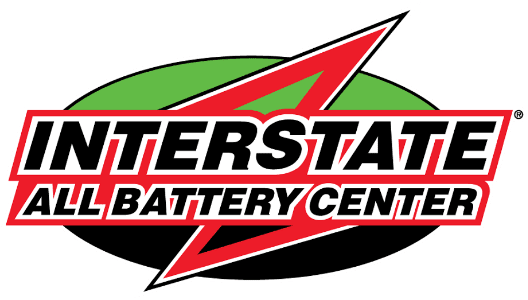 Interstate All Battery Center logo: red and white text, red star, green and black oval.