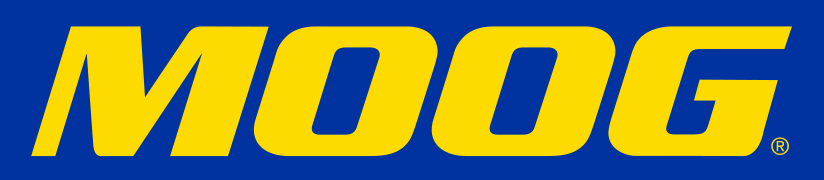 The MOOG logo, yellow text on a blue background.