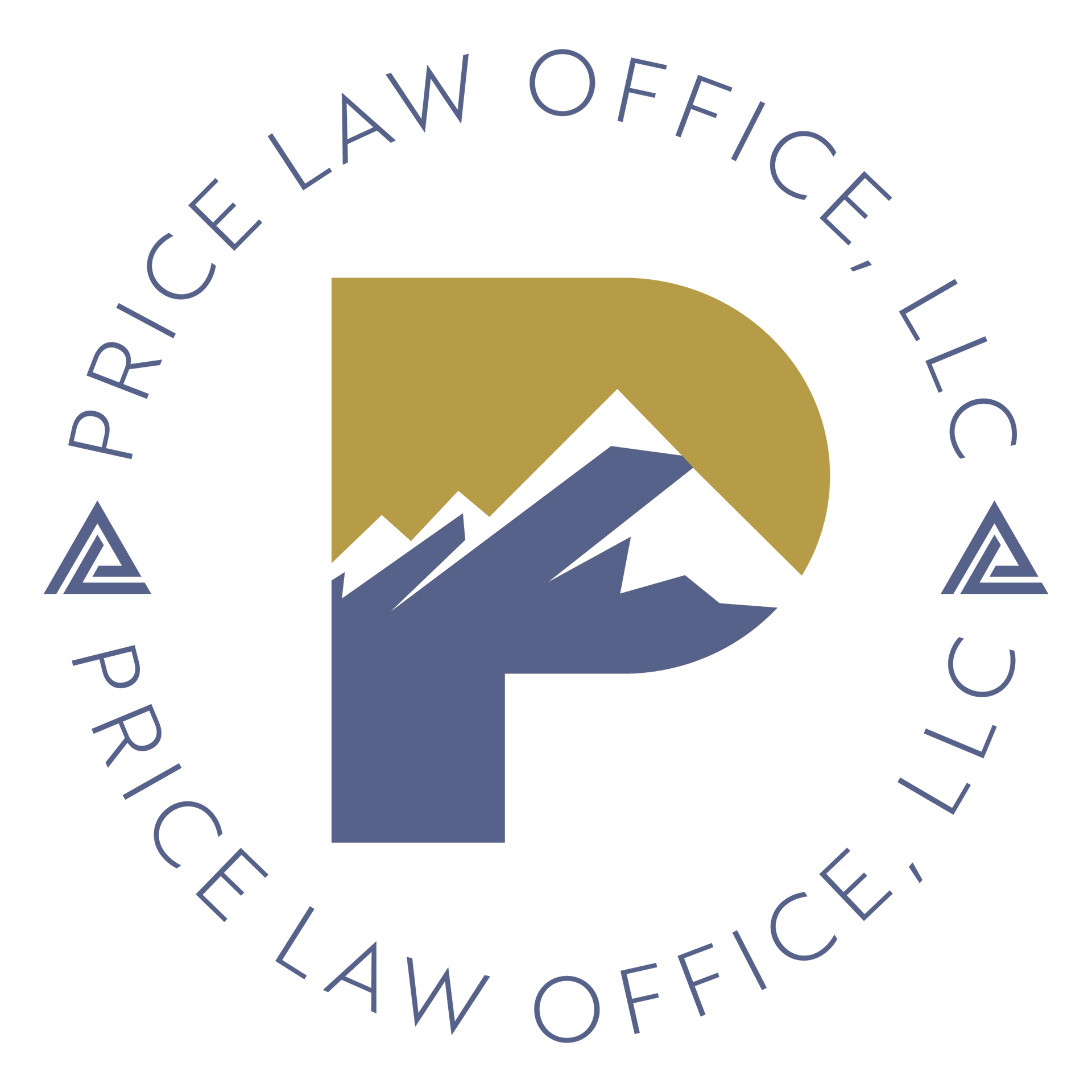 The logo for price law office , llc is a circle with a mountain in the middle.